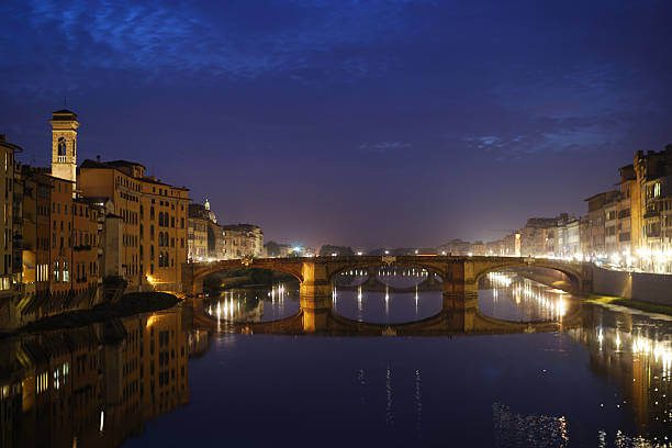 Evening walk along the Arno River with Florence bridges.