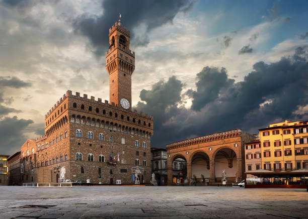 Historic Piazza della Signoria with Palazzo Vecchio in Florence