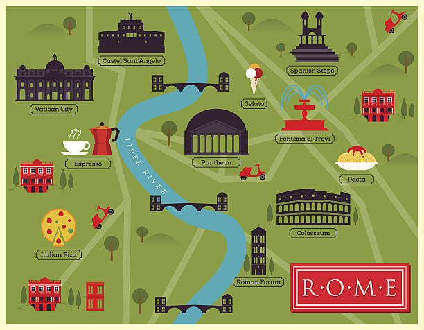 Rome food walking map showing best restaurants, trattorias, and gelato spots for food lovers in Rome, Italy.”