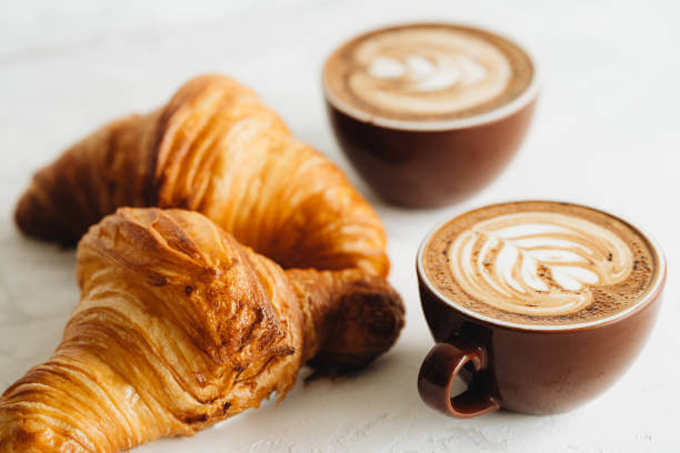 Cappuccino and espresso on café counter — Italian coffee culture in Rome.