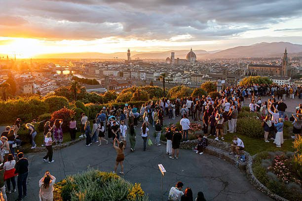 Florence skyline from San Miniato al Monte at sunset