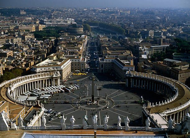 Grand view of St. Peter’s Square in Vatican City.