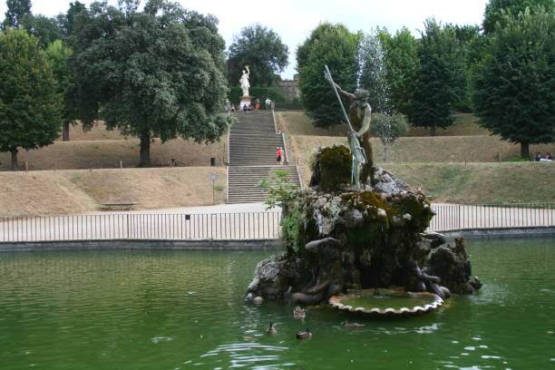Children enjoying fountains at Boboli Gardens, Florence