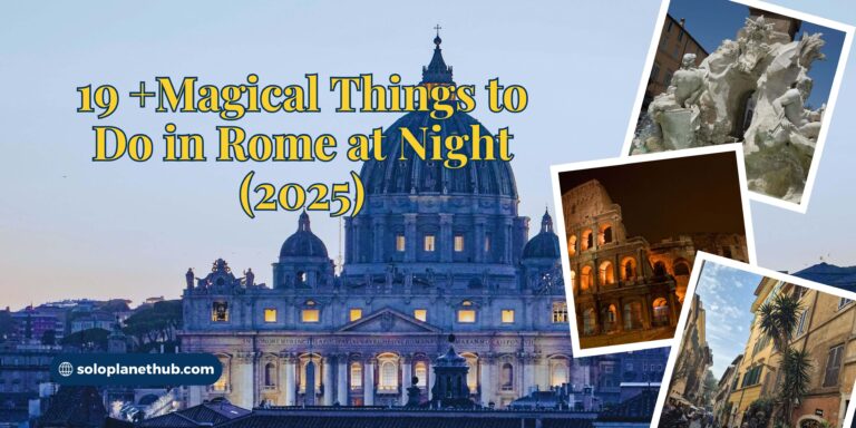 What to do in Rome at night 2025 — illuminated Colosseum, Vatican, and city streets with evening lights