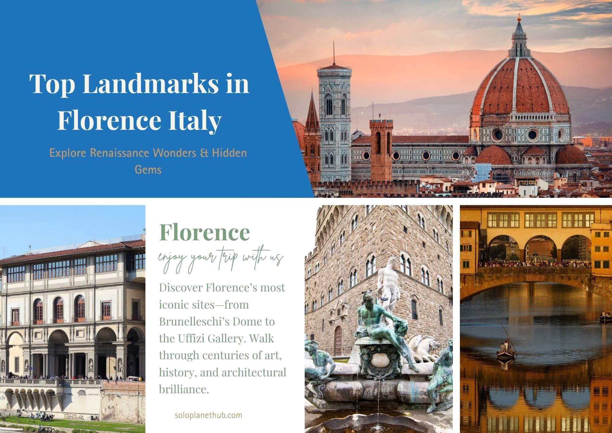 Florence Italy Landmarks including Duomo, Ponte Vecchio and Uffizi Gallery