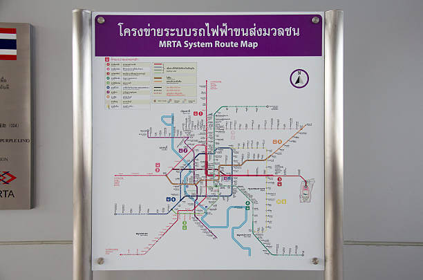 Bangkok MRT Metro station with clean platforms and directional signage