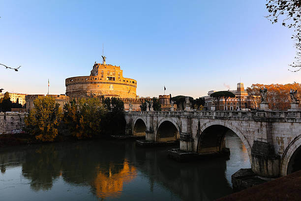 Castel Sant'Angelo taken from across the Tiber River at sunset