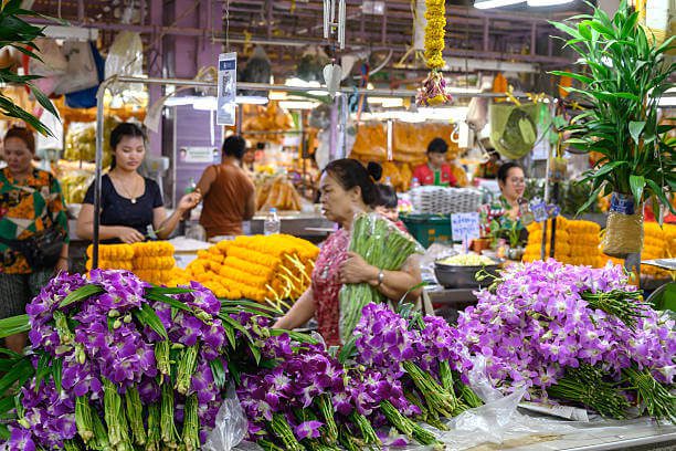 Pak Khlong Talad flower market in Bangkok