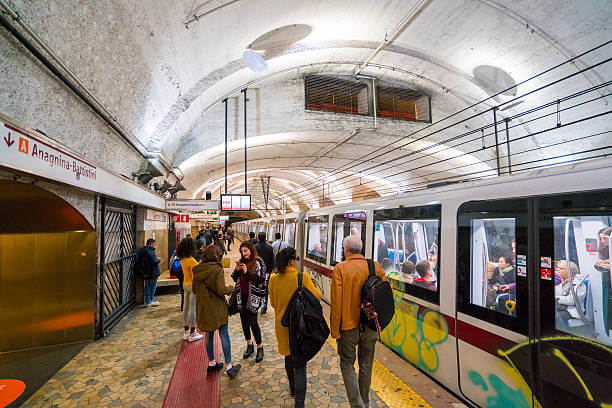 Public metro train in Rome, an easy and affordable transport option for a 2 Day Rome Itinerary 2025.