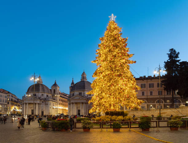 Christmas in Italy street lights in Rome historic center