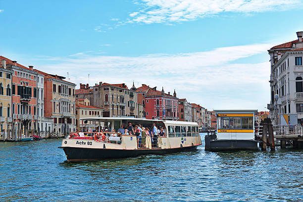 Vaporetto water bus on the Grand Canal Venice Italy