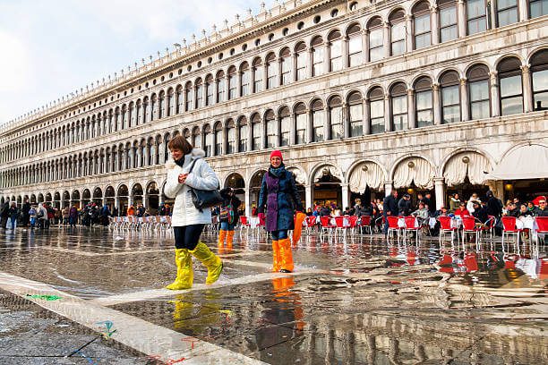 Venice flooding acqua alta high tide St Marks Square