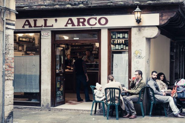 All'Arco cicchetti bar near Rialto Market in San Polo Venice Italy