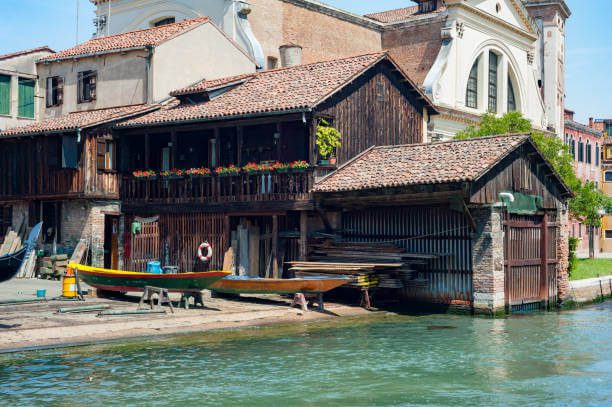 Osteria Al Squero Dorsoduro Venice canal view with gondola repair yard