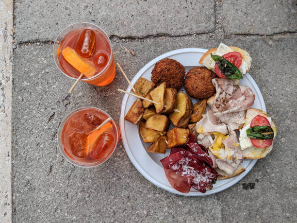 Venice aperitivo with spritz and small bites San Polo
