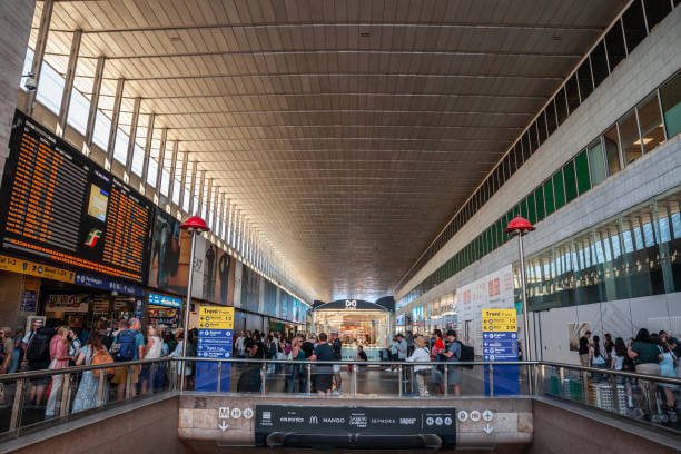 Roma Termini train station interior in Rome, Italy arrival point for Venice to Rome trains