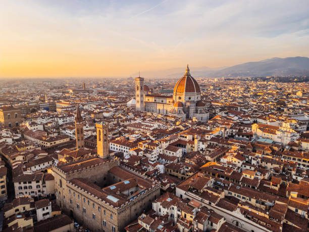 where to stay in Florence Italy aerial view of Centro Storico with Duomo and terracotta 