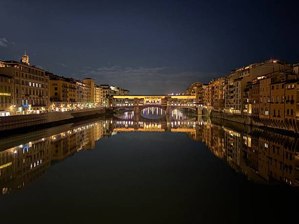 Florence Ponte Vecchio Italy in October warm golden autumn light