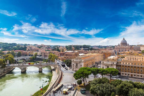 Hidden rooftop garden view Rome Italy