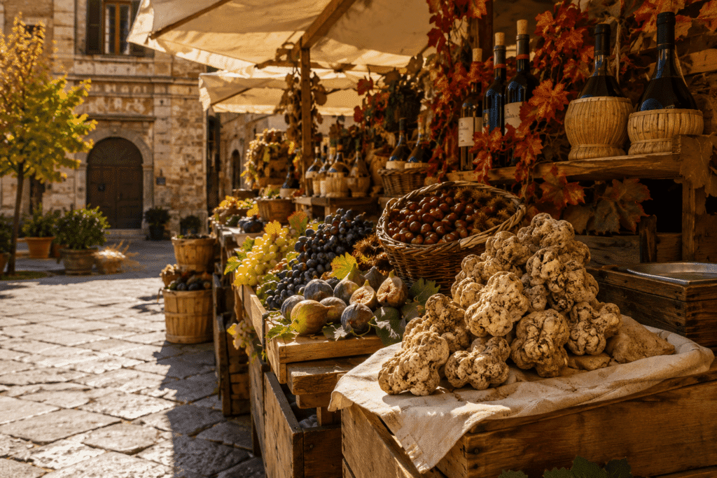 Italian autumn harvest market in October