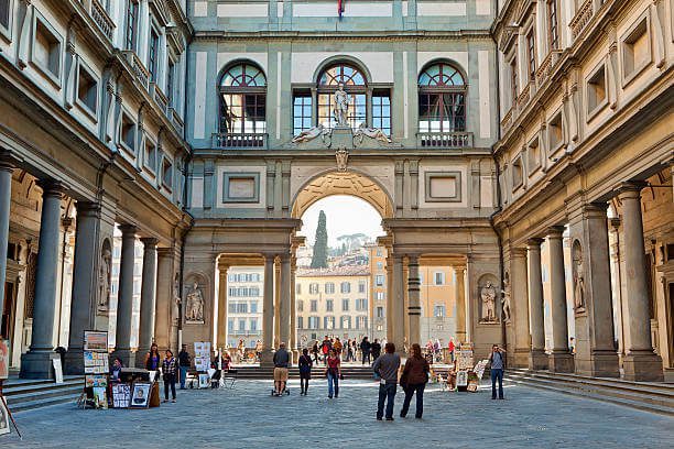  Italy in October Uffizi Gallery Florence entrance with visitors