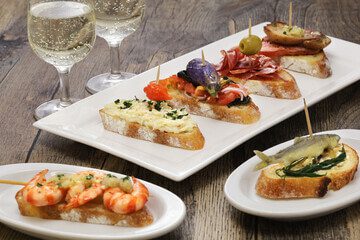 Traditional Venetian cicchetti small
bites at a local bacaro bar Venice Italy