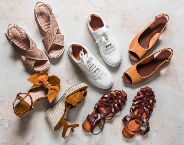 Flat-lay of best shoes to wear in Italy in Octobe