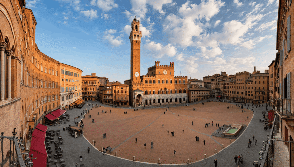 Florence vs Siena comparison split view showing Florence Ponte Vecchio