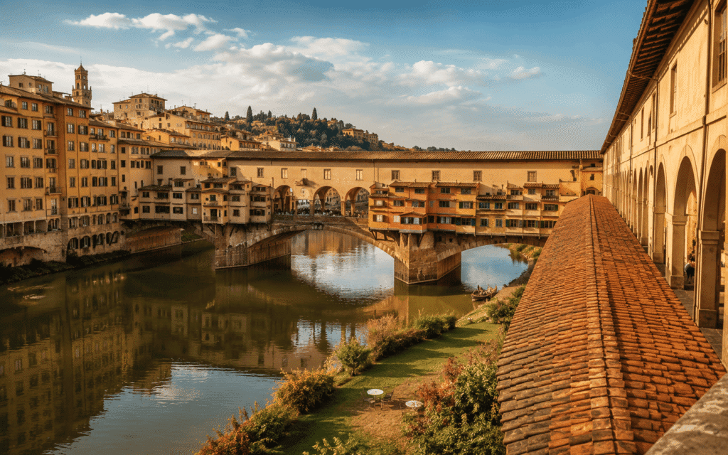 How many days in Florence and Rome split view route showing the Colosseum in Rome and Florence Ponte Vecchio