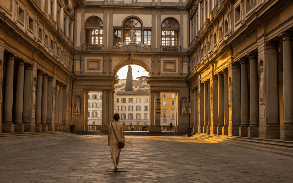 Is Florence good for solo travel  solo traveller exploring the Uffizi Gallery piazza